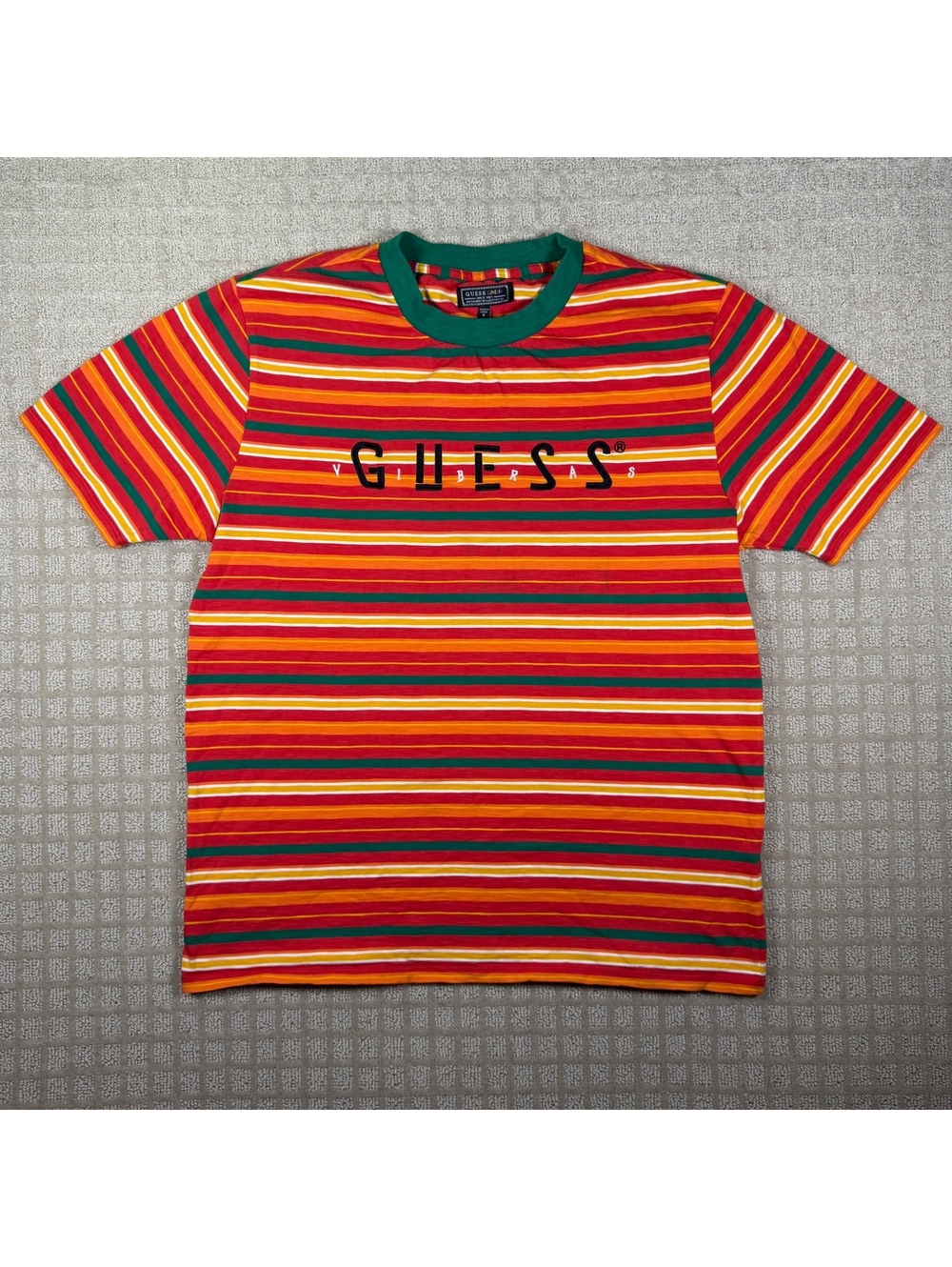 Guess Jeans Striped Logo T Shirt M Y2K
